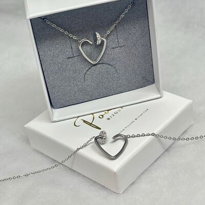 Eternity Heart Box (Bracelet + Necklace) Silver