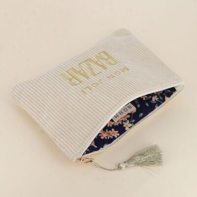 Estuche - my Pretty BAZAR - pana e interior estampado floral - 20 X 14 CM