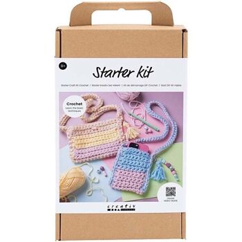 Kit DIY crochet enfant - J'apprends à crocheter un sac - 2 pcs 1