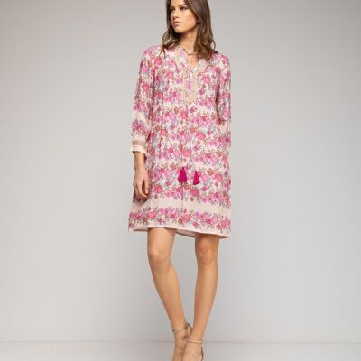 Short floral tunic with embroidered details