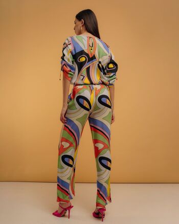 Pantalon droit imprimé multicolore 5