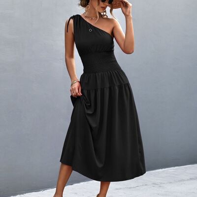Black asymmetrical dress.-YYX_F3437_BLACK