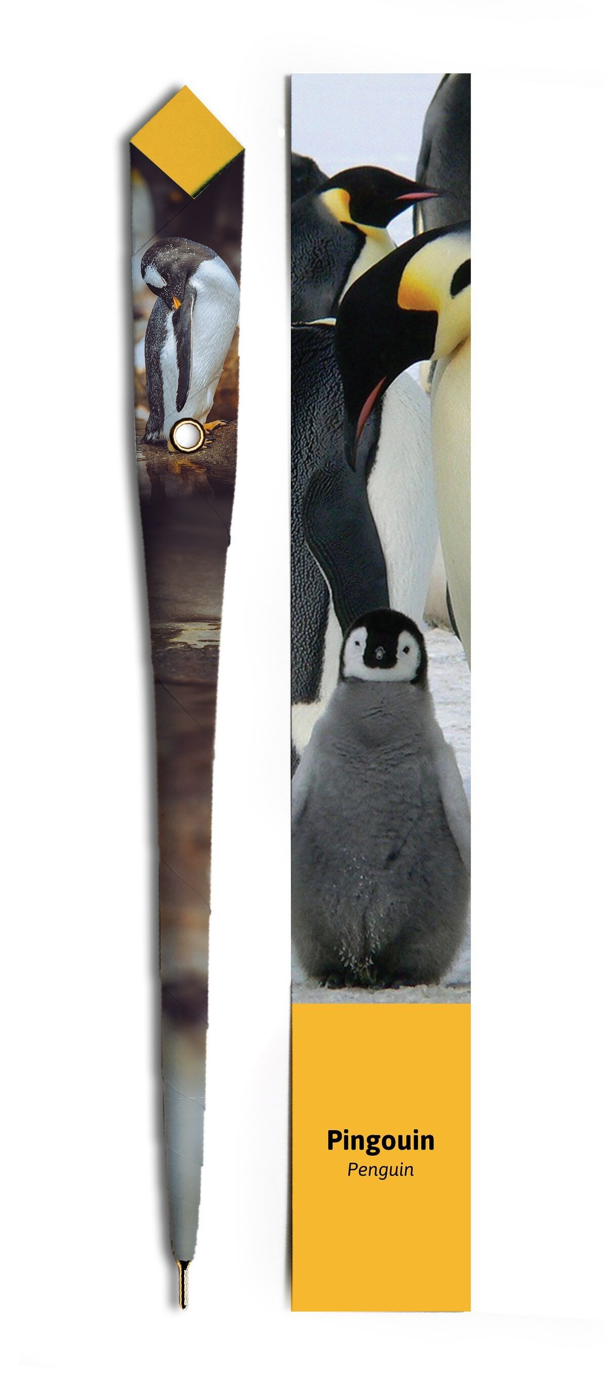 PENNA IN CARTA + SEGNO PAGINA - PINGUINO