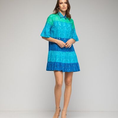 Short shirt dress in blue and green gradient