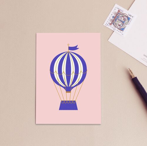 Carte postale Montgolfière - Indigo Rose