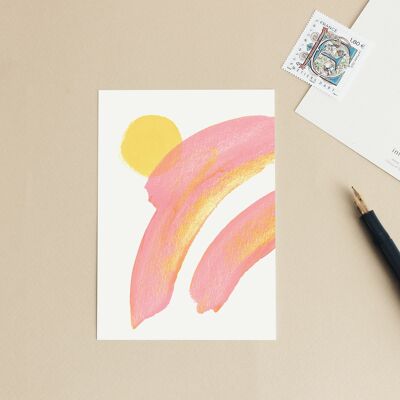 Carte postale Arc-en-ciel Rose - Illustration / Peinture /Abstrait