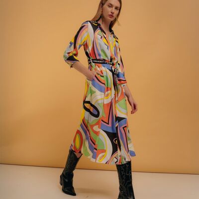 Midi shirt dress with personalized belt