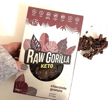 Raw Gorilla Keto, Granola au chocolat végétalien et biologique (250g) 4