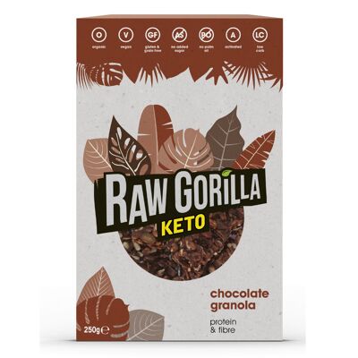 Raw Gorilla Keto, Granola de chocolate orgánico y vegano (250 g)