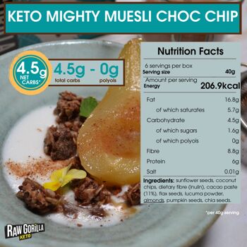 Raw Gorilla Keto, Vegan & Bio Puissant Muesli Choc Chip (250g) 3