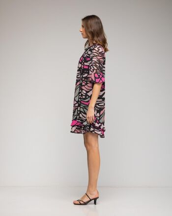 Robe courte à motifs abstraits et bas volanté 3