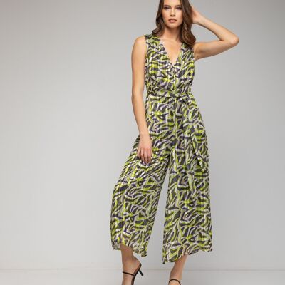 Long sleeveless jumpsuit with print