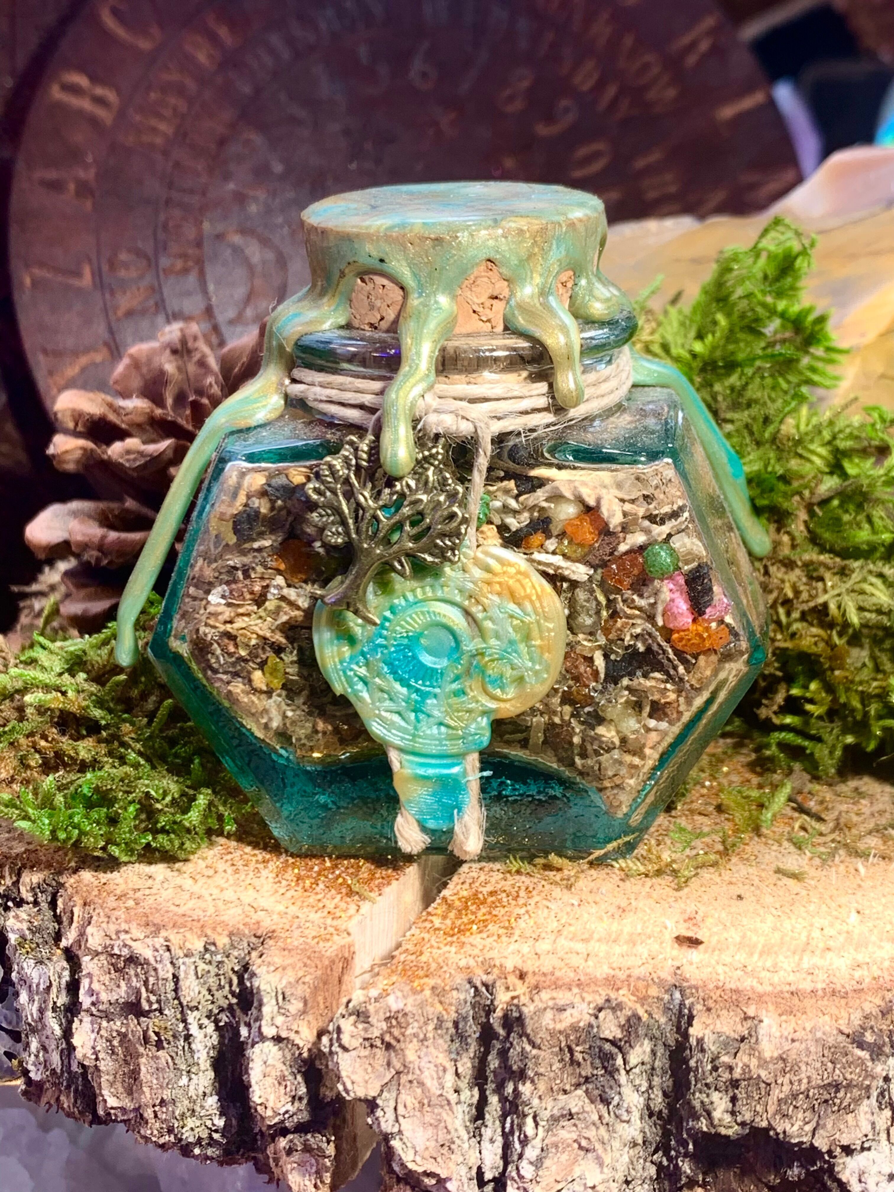 Encens rituel resine sorciere format bouteille luxe wicca magie verte