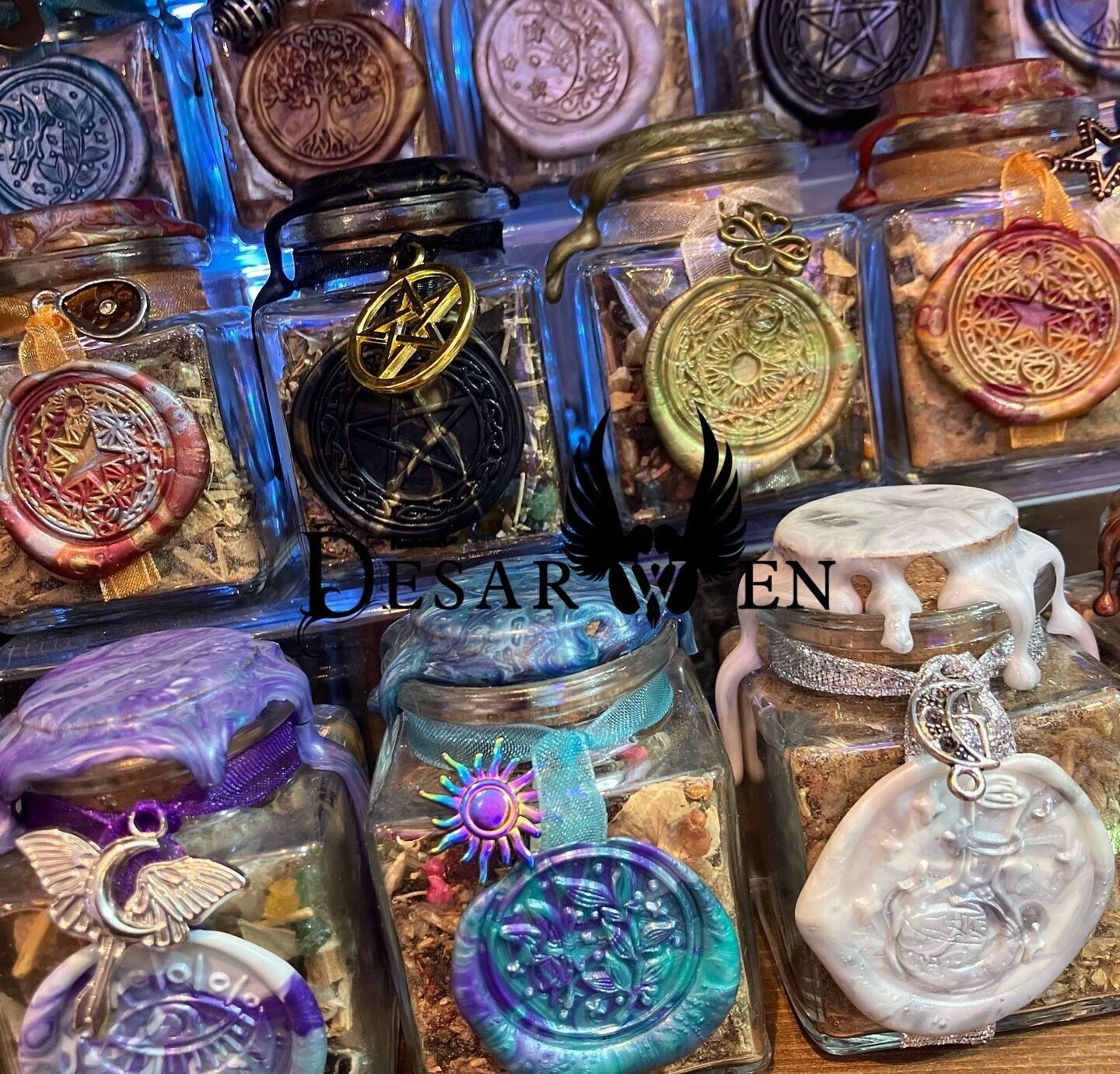 Incenso rituale strega bottiglia in resina formato lusso wicca magia verde