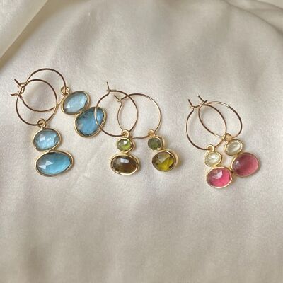 Boucle d'oreille Nila - tourmalines serties (BOHO13)