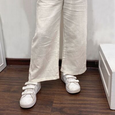 Loose linen pants with elasticated waist for girls