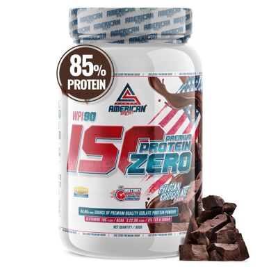 AS American Supplement | Premium Iso Zero 900g | Schokolade | Isoliertes Molkenprotein | Helfen Sie dabei, Ihre Muskelmasse zu steigern | Low Carb | 0 % Zucker…