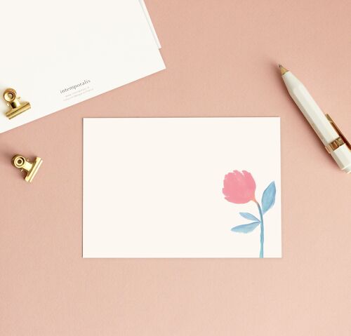 Set de 3 cartes de correspondance Pivoine