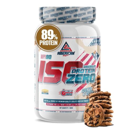 AS American Suplement | Premium Iso Zero 900g | Cookies | Proteína de Suero de Leche | Ayuda a Aumentar tu Masa Muscular | Bajo en Carbohidratos | 0% Azúcares