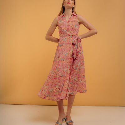 Robe midi portefeuille imprimé cachemire