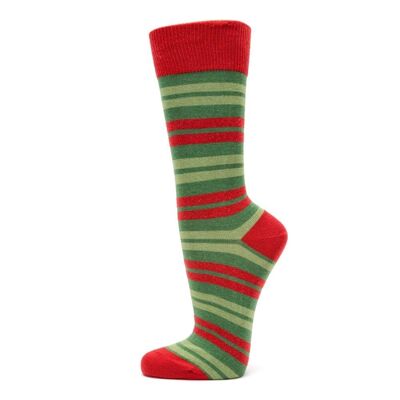 Veraluna Organic Socks Stripes Fair Trade Green Red 43-46