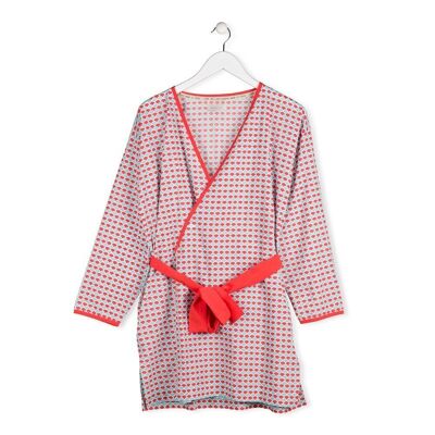 KIMONO COTON BIO ÉCAILLES FUJI ROUGE