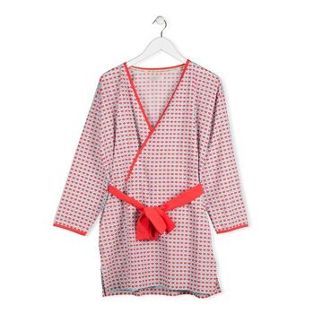 KIMONO COTON BIO ÉCAILLES FUJI ROUGE 1