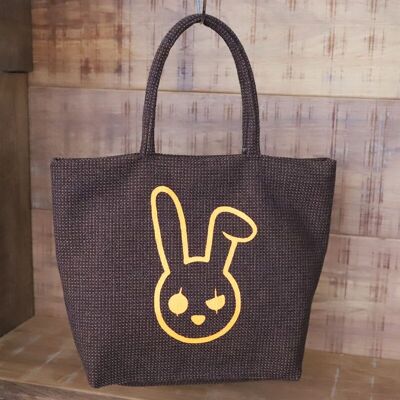 Rabbit large eco-sustainable tote bag in tweed fabric