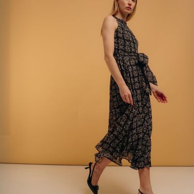 Robe midi dos nu à imprimé fleuri