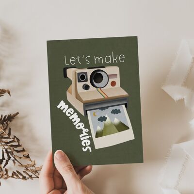 Postcard Adventure Polaroid Camera - "Let's make memories" gift card