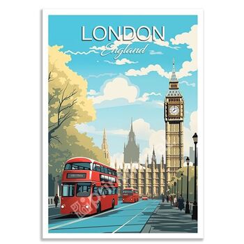 Affiche voyage London Red Bus - England 2