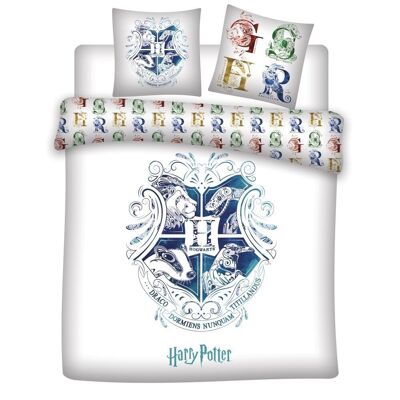 WHITE HOGWARTS SHIELD DUVET COVER 240X220CM