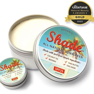All-Natural Mineral Sunscreen - Shade™ SPF25 Unscented 100ml - Ecofriendly Zerowaste Reef Friendly