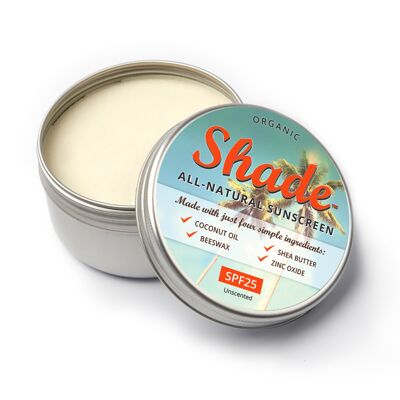 Shade All-Natural Sunscreen | SPF25 | Unscented | Mineral-Based | Ecofriendly | Zerowaste | Reef Friendly | Cabin Friendly