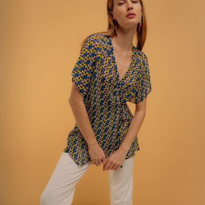 Wrap blouse with separate lining