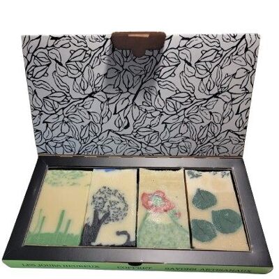 “LES JOURS HEUREUX” box of 4 cold saponified soaps “