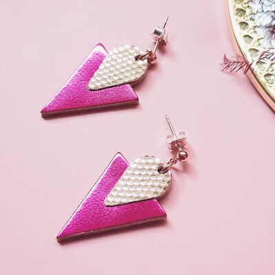 Boucles d'oreilles TRIANGLE fuchsia