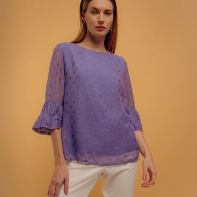 Short sleeve polka dot texture fabric blouse