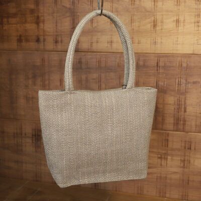 Mira small tote bag in dark beige sustainable fabric