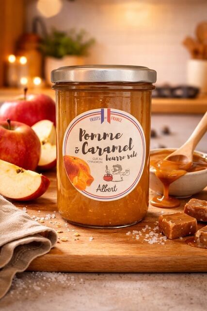 Mermelada de manzana, caramelo de mantequilla salada