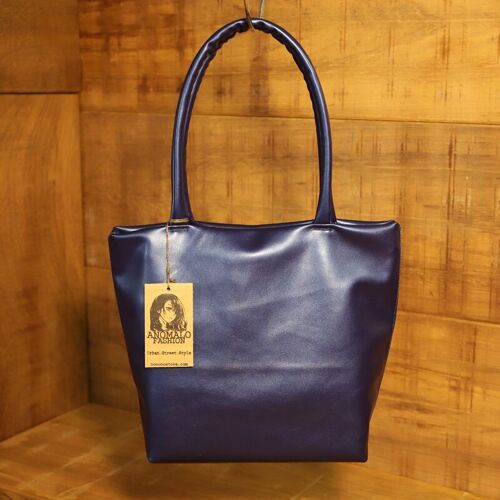 Bolso tote Mira pequeño y suave en azul metalizado