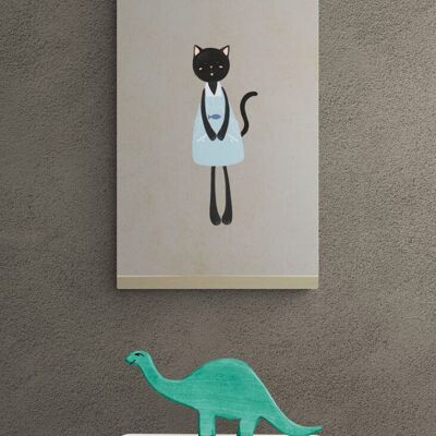 Gatto nero sfondo marrone - Stampe su tela Decorazioni da parete