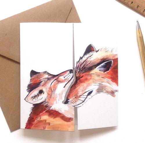 Fox Love Kiss Card__“I Love you” / Blank Inside