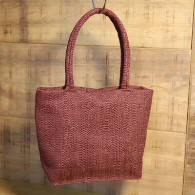 Small Mira tote bag in maroon red sustainable fabric