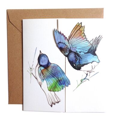 Bluebirds Kiss Card