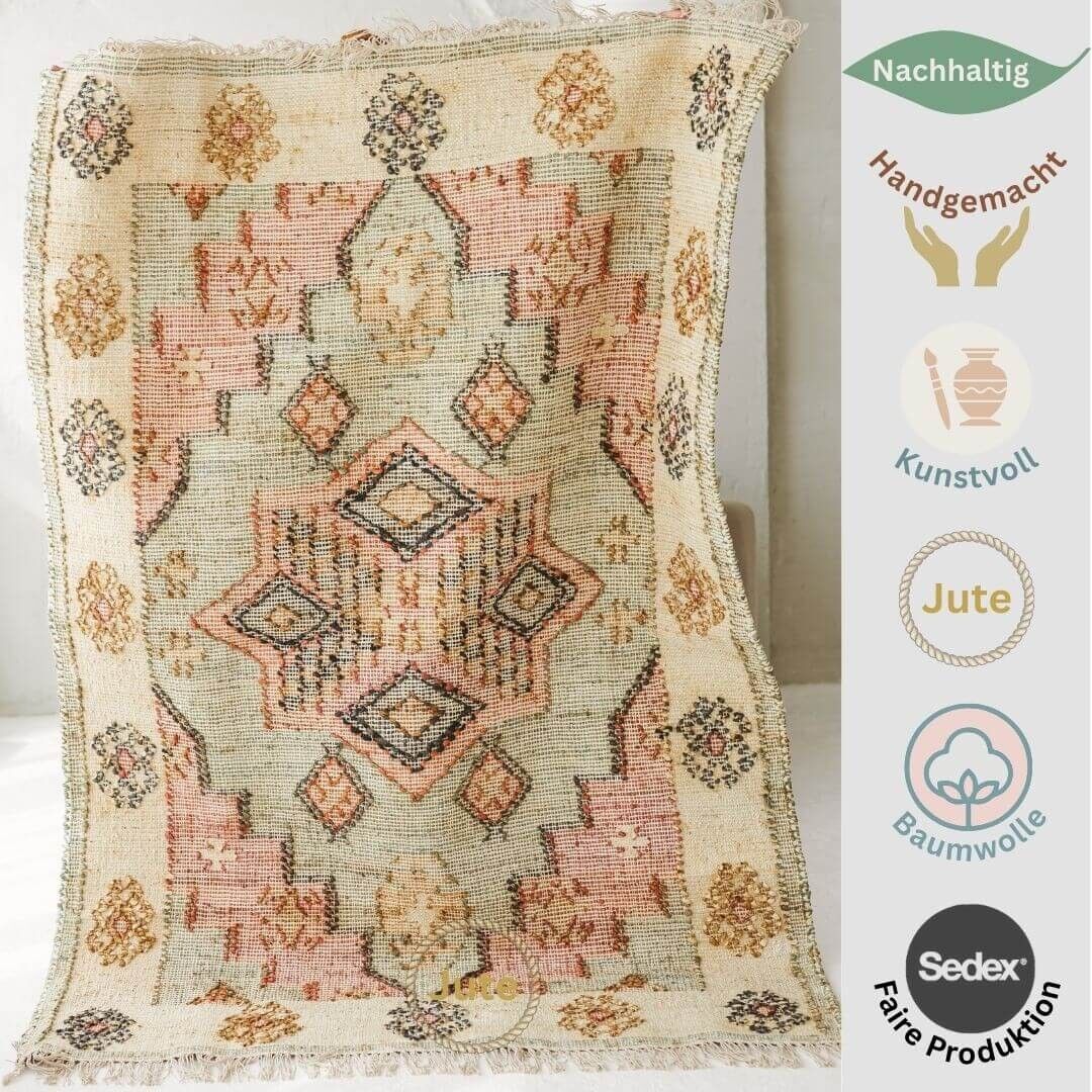 Tappeto in iuta pastello 140 x 200 cm | Advika