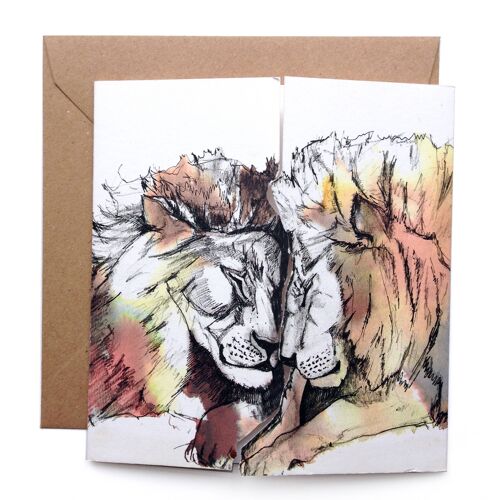 Lion Love Kiss Card