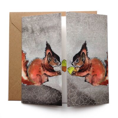 Red Squirels Kiss Card