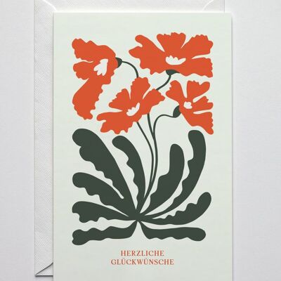 Cartolina d'auguri di fiori rossi