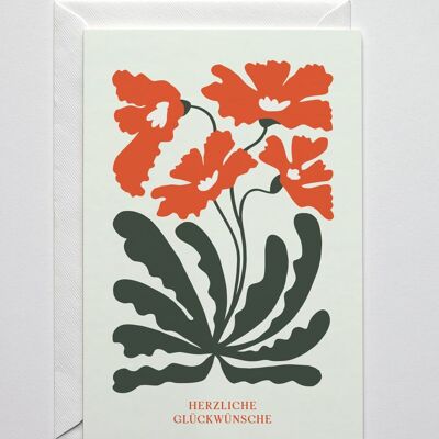 Red flowers greeting card